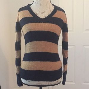 J. Crew Tan and Black Sweater stripe mohair & wool